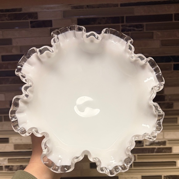 Fenton Silvercrest Milk Glass Pedestal Compote Bowl - Picture 3 of 9